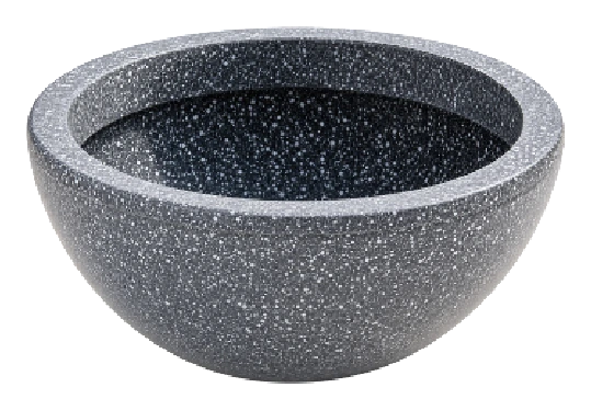 Fahari Half Sphere bowl planter in a speckled granite-effect charcoal finish