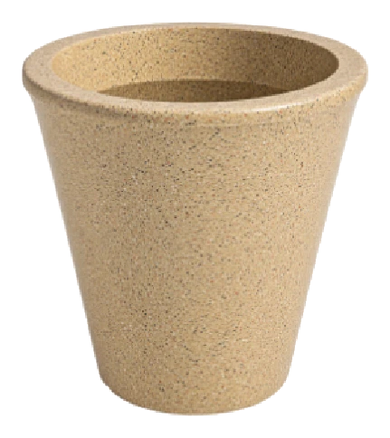 Fahari Tall Cone planter in a warm speckled sandstone finish